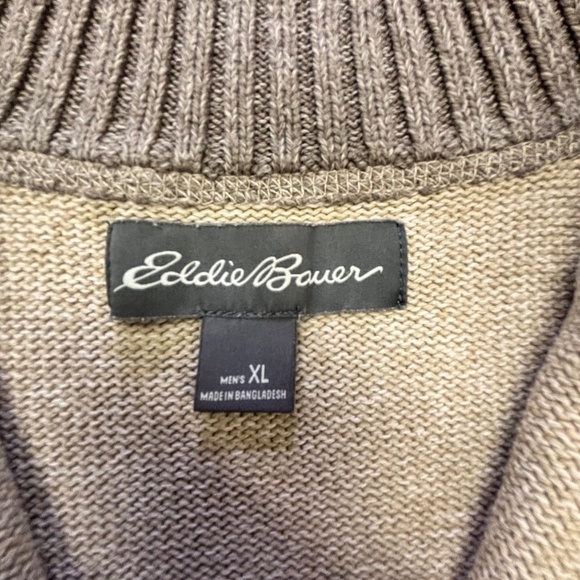 Eddie Bauer 100% cotton 1/4 zip tan knit sweater size XL - Picture 14 of 14
